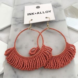 Ink+ Alloy Fringe Hoop Seed Bead Earrings